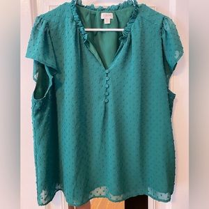 J.Crew Ruffle Neck Top - Size XL